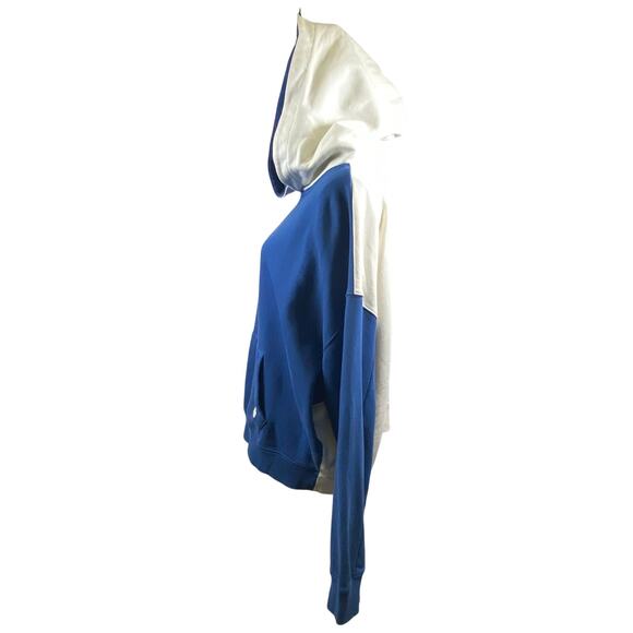 Tory Burch Tory Sport Oversized Sweatshirt Hoodie Blue Ivory Women's Size XL - Picture 3 of 11